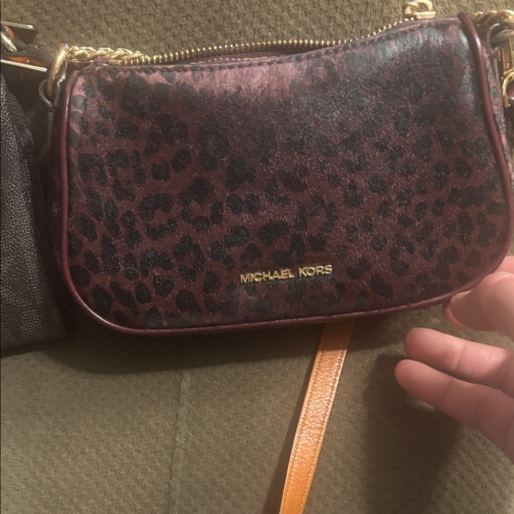 Michael Kors Burgundy Leopard Crossbody Bag
